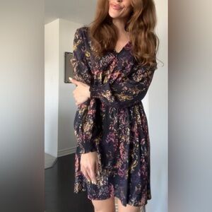 Floral Purple turtleneck Dress
